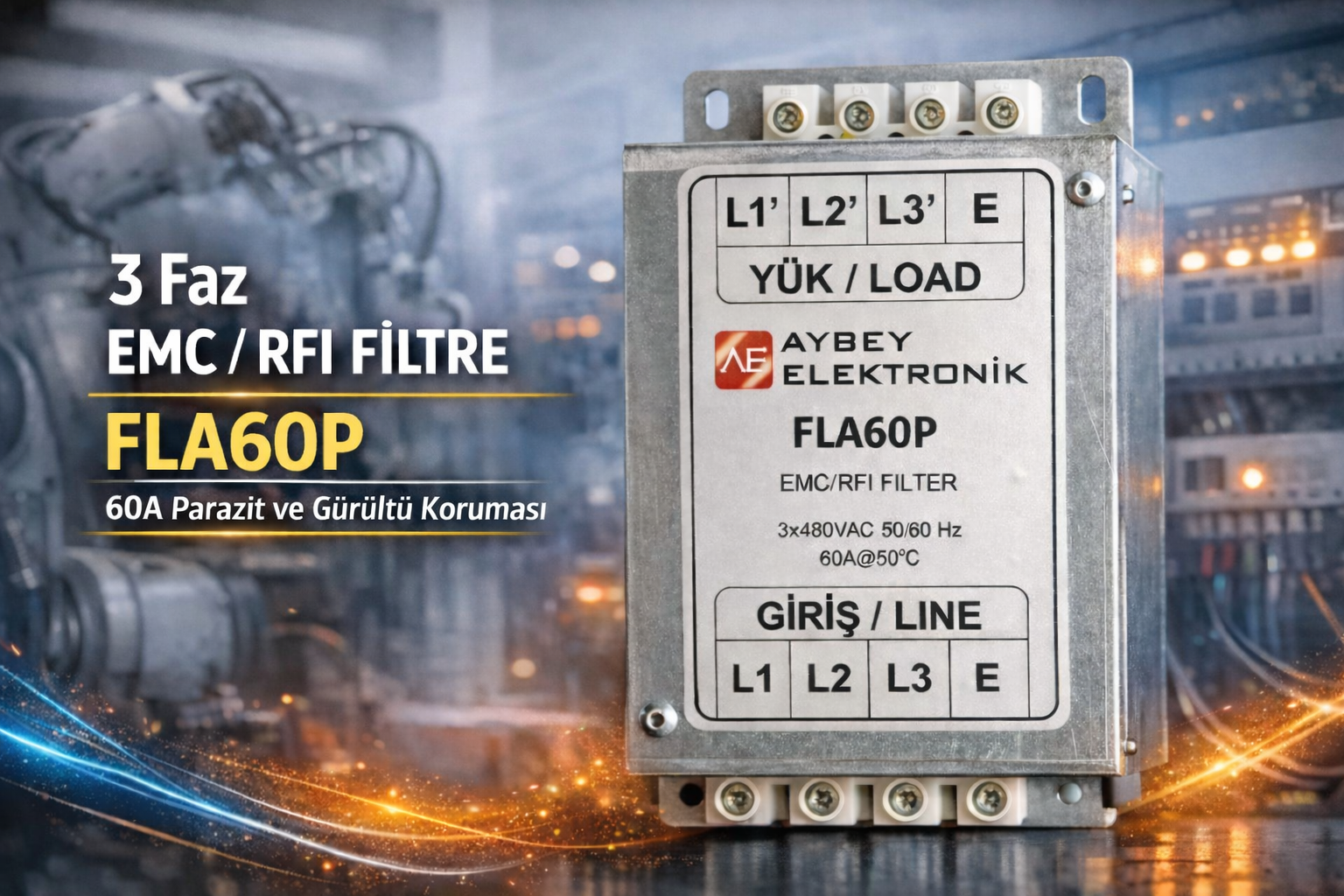 3 Faz EMC RFI Filtre FLA60P