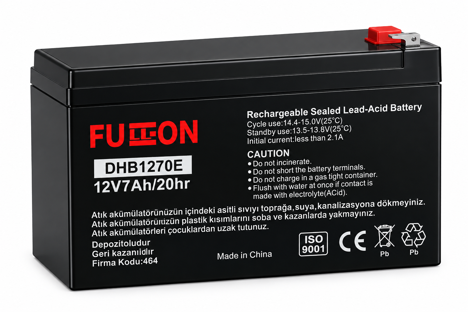 12V 7Ah Bakımsız Kuru Akü