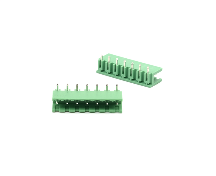 TERM BLOCK MALE 7.62MM 7P 90 2SIDE GREEN