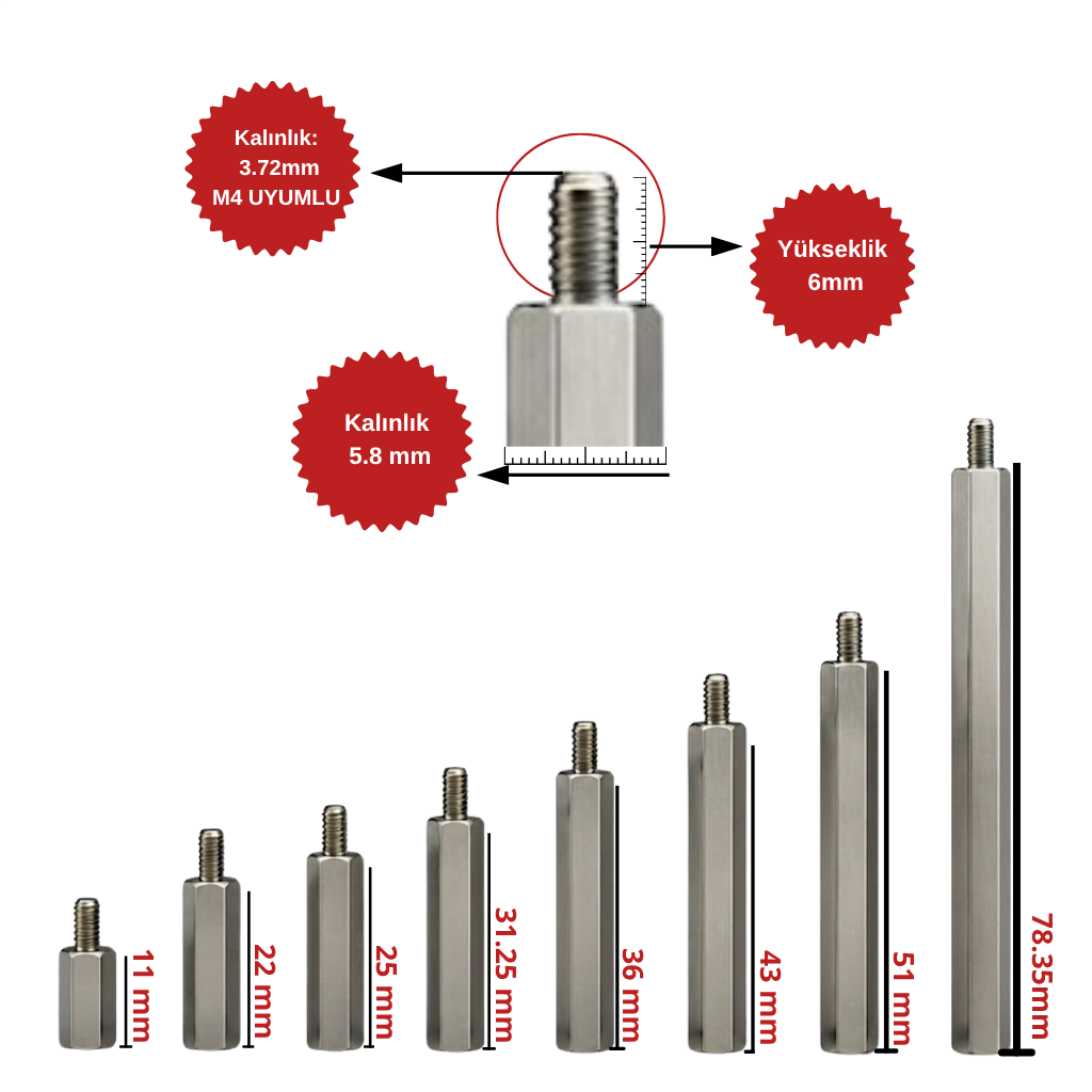 METAL DİSTANS  M4 Uyumlu