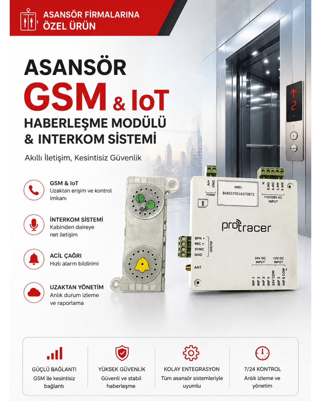Asansör GSM Haberleşme & IoT Modülü ve İnterkom Sistemi